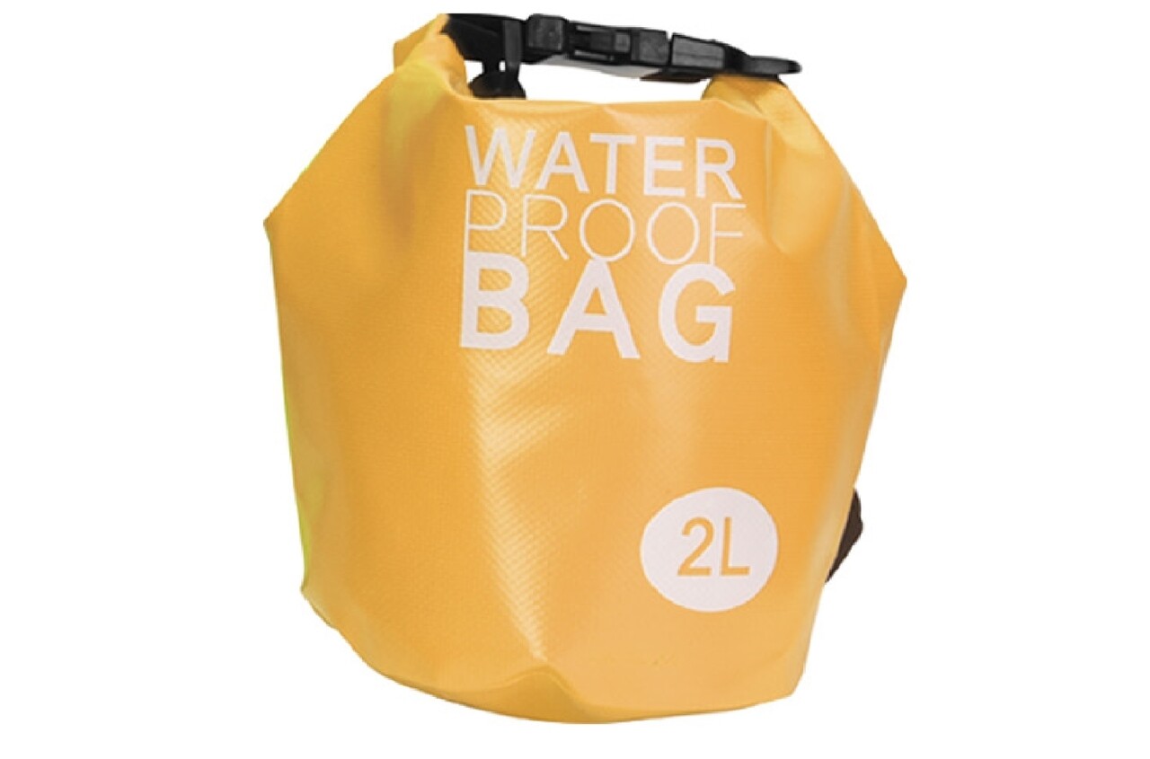 Geanta de plaja impermeabila si plutitoare 2 L, Waterproof Floating, polivinil, galben - imagine 3